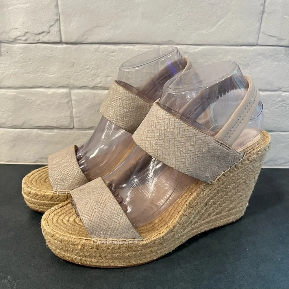 NWOT Katherine Kelly sz 8.5 Orla leather wedge espadrille sandals